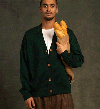 Antique Green Drop Shoulder Cardigan