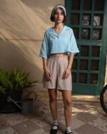 Baby Blue Cropped Camp Shirt - Image 2