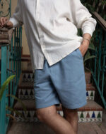 Baby Blue Gabardine Shorts - Image 2
