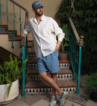 Baby Blue Gabardine Shorts