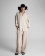 Beige Boyfriend Linen Shirt - Image 2