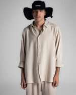 Beige Boyfriend Linen Shirt - Image 4