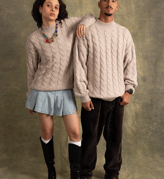 Beige Cable Knit Sweater