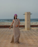 Beige Crochet Fishnet Dress