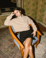 Beige Cropped Polar Sweater
