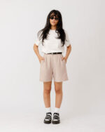 Beige Linen Shorts - Image 2