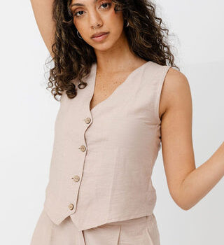 Beige Linen Vest
