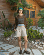 Beige Striped Bow Shorts - Image 2