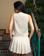 Beige Tied Up Linen Vest - Image 4