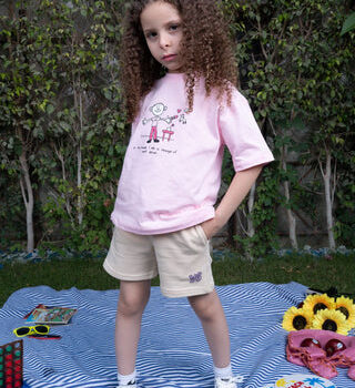 Beige Wide-Leg Kids Sworts