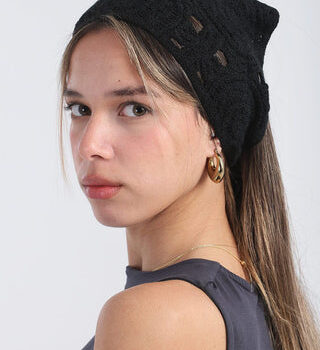 Black Crochet Bandana