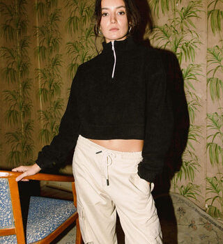 Black Cropped Polar Sweater