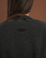 Black Cropped V-Neck Sweatshirt - Image 4