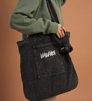 Black Denim Tote Bag