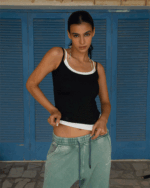 Black Double Layer Strap Top