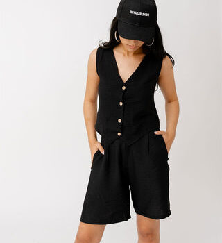 Black Linen Shorts