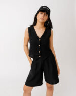 Black Linen Vest - Image 3