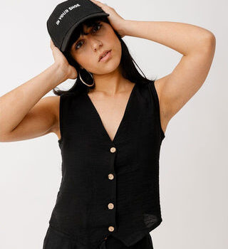 Black Linen Vest