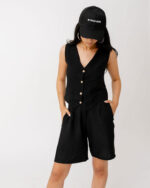 Black Linen Vest - Image 2