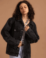Black Oversized Denim Jacket - Image 3