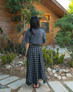 Black Plaid Asymmetric Cross Skirt - Image 2