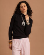 Black Ribbed Mock Neck Top - Image 3