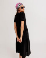 Black Ruffled Midi Dress - Image 3