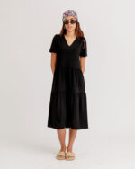 Black Ruffled Midi Dress - Image 2