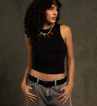 Black Sleeveless Cropped Top