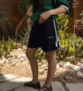 Black Striped Bow Shorts