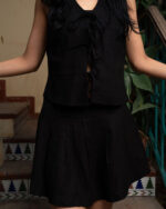 Black Tied Up Linen Vest - Image 3