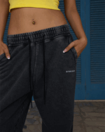 Black Washed Wide Leg Swants - Image 4