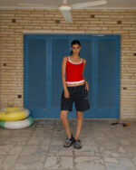 Black Wide-Leg Washed Sworts - Image 2