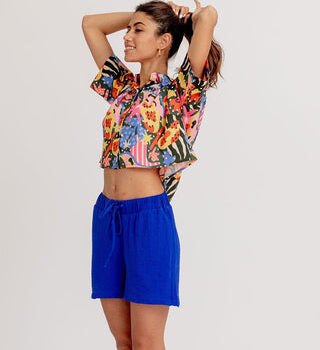 Blue Flowy Short