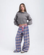 Blue Pink Multicolor Plaid Boxer Pants - Image 3