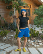 Blue Striped Bow Shorts