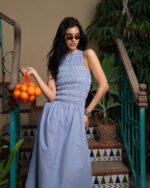 Blue Striped Sleeveless Dress - Image 3