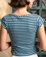 Blue Stripped Square Neck Top - Image 3