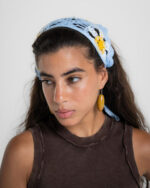 Blue Sunflower Crochet Bandana - Image 3