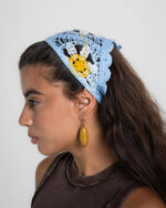 Blue Sunflower Crochet Bandana