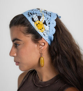 Blue Sunflower Crochet Bandana