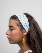 Blue Sunflower Mini Crochet Bandana - Image 2