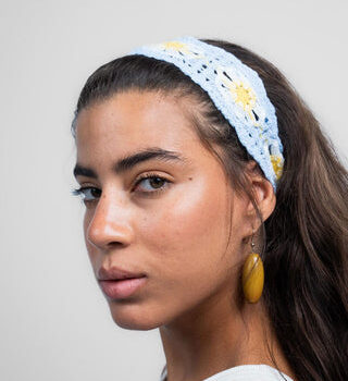 Blue Sunflower Mini Crochet Bandana