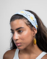 Blue Sunflower Mini Crochet Bandana - Image 3