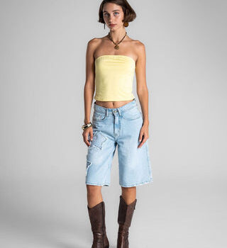 Blue Washed Star Jorts