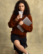 Brick Red Cable Knit Sweater - Image 3