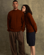 Brick Red Cable Knit Sweater - Image 2