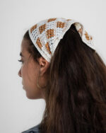 Brown Checks Crochet Bandana - Image 3