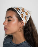 Brown Checks Crochet Bandana - Image 2