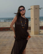 Brown Crochet Fishnet Dress - Image 2